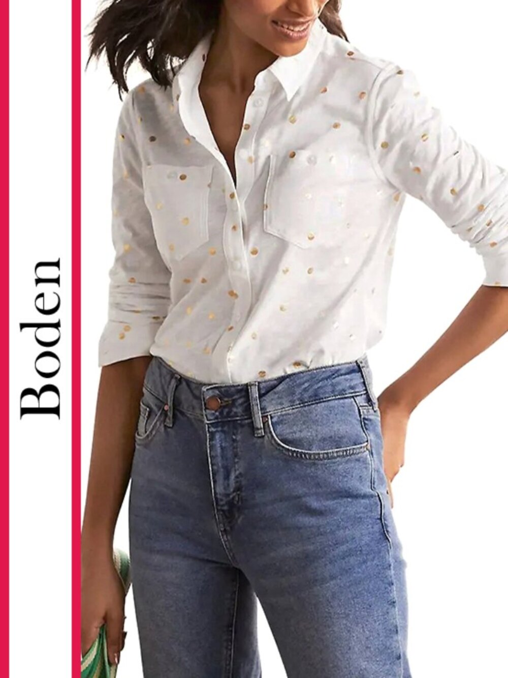Boden | 'Metallic Dot' Cotton Jersey Shirt